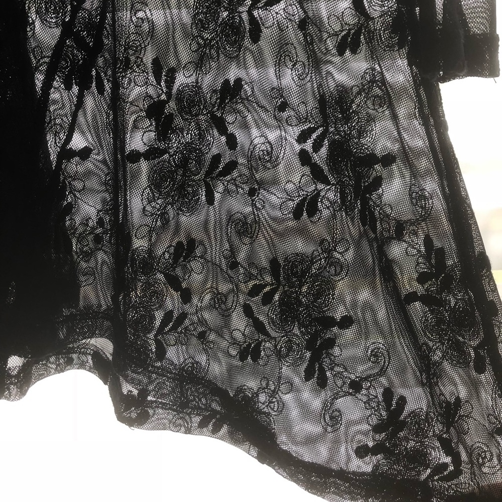Sheer / Mesh Embroidered Black Floral Dress - Picture 6 of 8